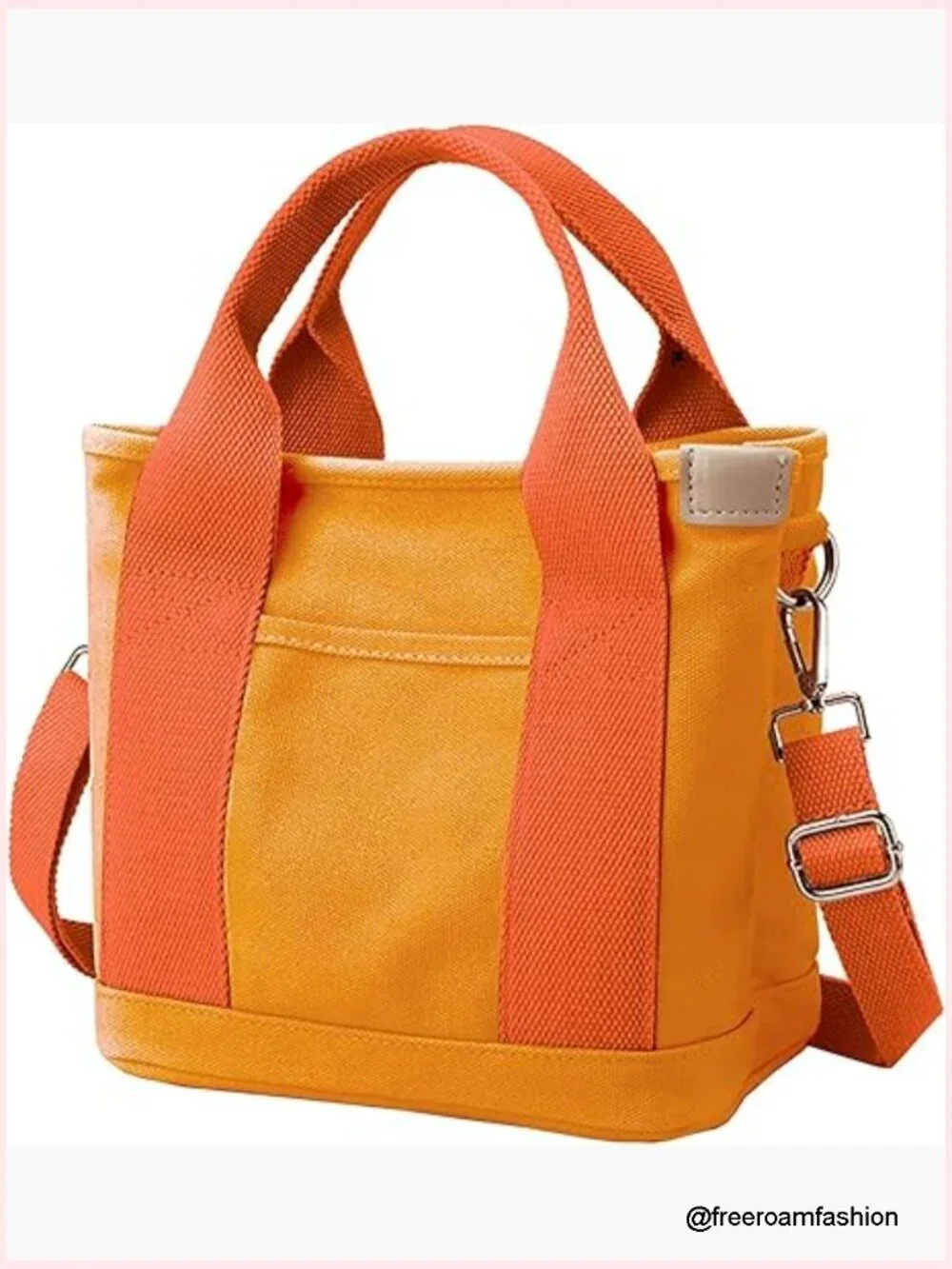 Canvas Tote Bag with Zipper, Adjustable Strap, 5 Pockets, 2 Sizes
